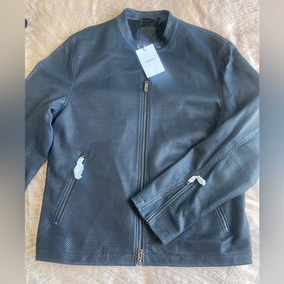 Theory Men Lamb Supreme Mesh Wynmore Jacket Baltic Sz L - Picture 7 of 12
